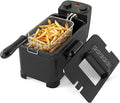 SIMOE Electric Deep Fryer with Basket, 1700W Countertop Oil Fryer with Adjustable Temperature, Lid with Viewing Window, 3 Liter / 12 Cup Oil Capacity, Small Deep Fryer Pot for Home Use, Easy to Clean