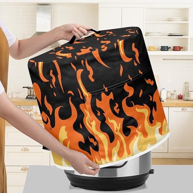 TODIYADDU Hot Flame Pressure Cooker Cover for Women Waterproof Instant Pots Cover with Handle and Pocket for Rice Cooker Air Fryer Universal Kitchen Appliance Covers Storage Case Presents
