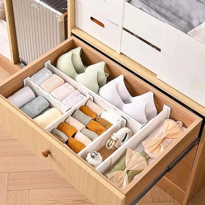 8 Pack Drawer Dividers for Clothes, 3.15" High 10.83"-17.97" Adjustable Expandable Dresser Drawer Organizer, Clear Plastic Separators for Dresser, Baby Clothing, Underwear, Cosmetic