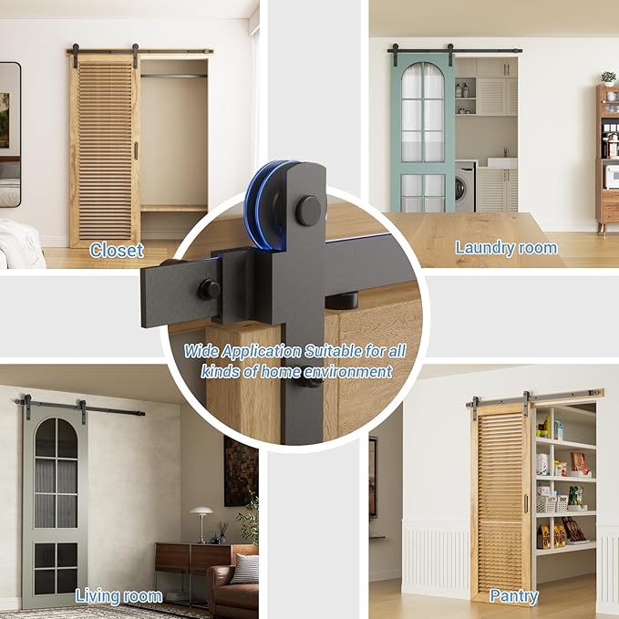 CCJH 6.6 Feet Heavy Duty Sturdy Sliding Barn Door Hardware Kit -Smoothly and Quietly -Easy to Install Fit 36"-40 Wide Door Panel (I Shape Hanger)