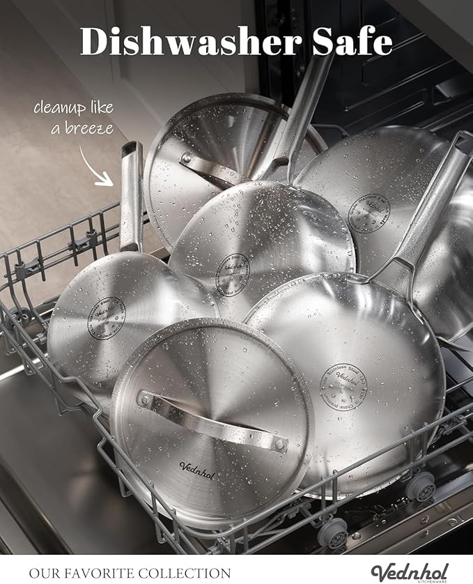 Stainless Steel Frying Pan Set 8+10+12 Inch,Tri-Ply Stainless Steel Skillets,Brushed Steel Pans for Cooking,Oven&Dishwasher Safe,Induction and All Stove Compatible