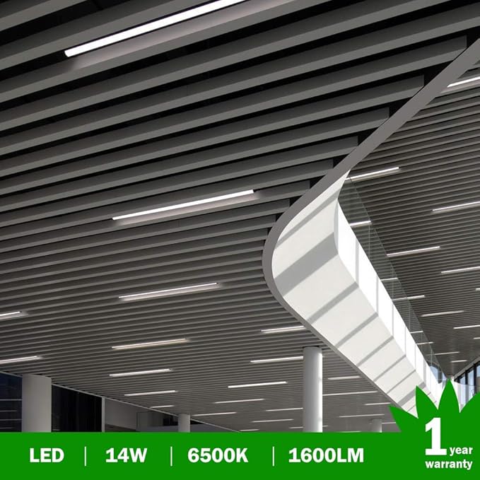 LightingWill LED T5 Integrated Fixture 3FT, Daylight White 6000-6500K, 14W, Linkable Shop Light and Under Cabinet Light, Corded Electric with Built-in ON/Off Switch, 4 Pack