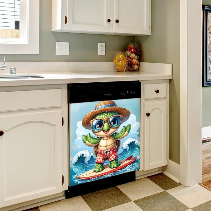 Dishwasher Magnet Cover Animal Turtle Ocean Dishwasher Decorative Cover Front Dishwasher Door Cover Reuseable Dishwasher Cover Panel Decal for Kitchen Refrigerator Home Appliances 23" X 26"