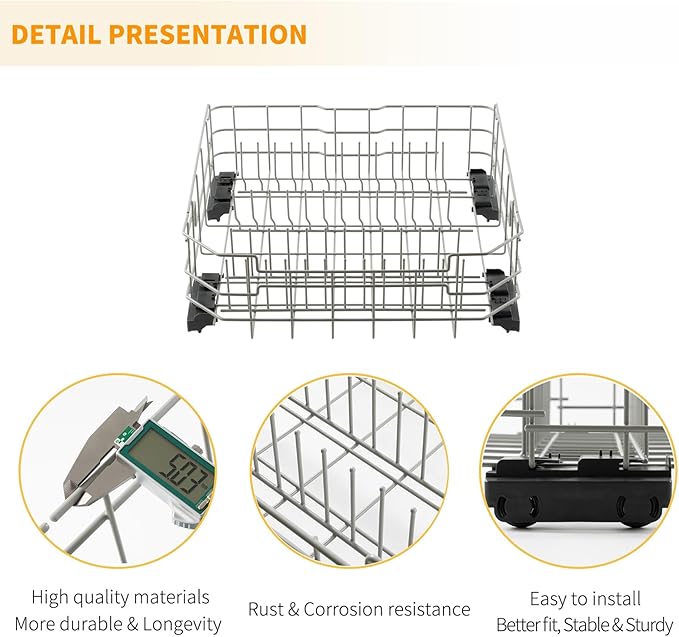 Allstare WD28X26099 WD28X34744 Dishwasher Lower Rack Replacement Parts for GE Dishwasher Parts GDF510PSR3SS GDF510PSM0SS GDF535PSR0SS Lower Dishrack Assembly GE Dishwasher Bottom Rack 1 Pack