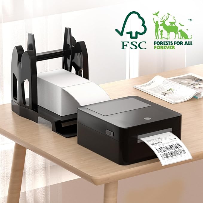 Methdic 500 Labels Fanfold 4”x 6” Direct Thermal Shipping Labels Self Adhesive，Postage Mailing Labels for Thermal Printer Fangtek Soonmark Zebra Rollo（1 Stacks）