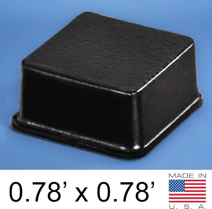 Black Tall Square Adhesive Rubber Bumper Pads - Made in USA – Rubber Feet for Speakers, Electronics, Furniture, Appliances, Audio Equipment - 20 Pieces