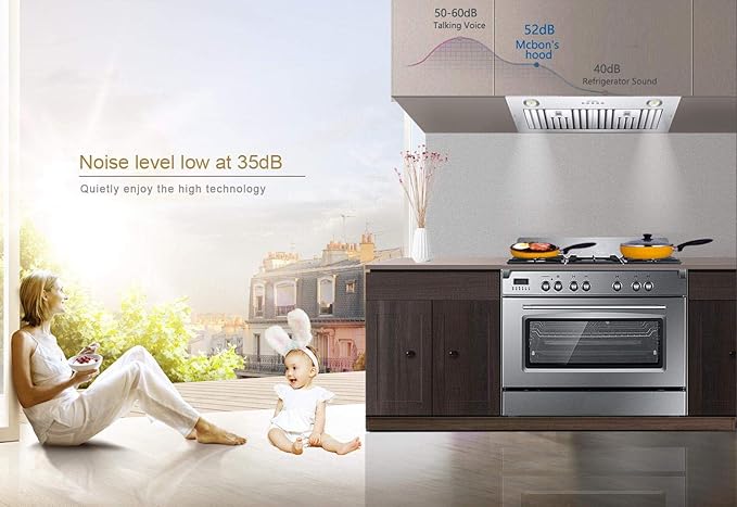 MCBON Range Hood Insert 30 inch, 600 CFM Vent Hood Insert, Ultra-quiet Range Hood Insert, Built In Kitchen Hood, Insert Range Hood, Stainless Steel range hood, IE71-30