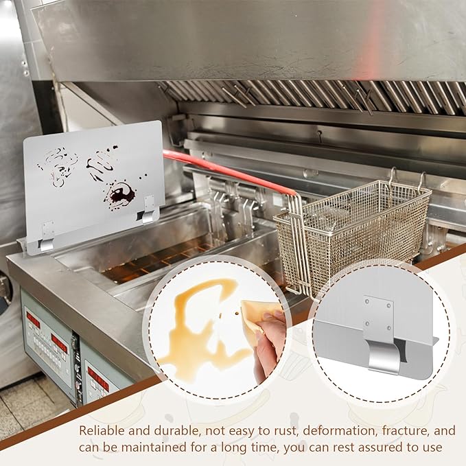 Ferraycle 2 Packs Stainless Steel Fryer Splash Guard Commercial Side Stove Splash Splatter Guard for Stop Oil from Splattering (20-1/2 W X 7.01'' H)