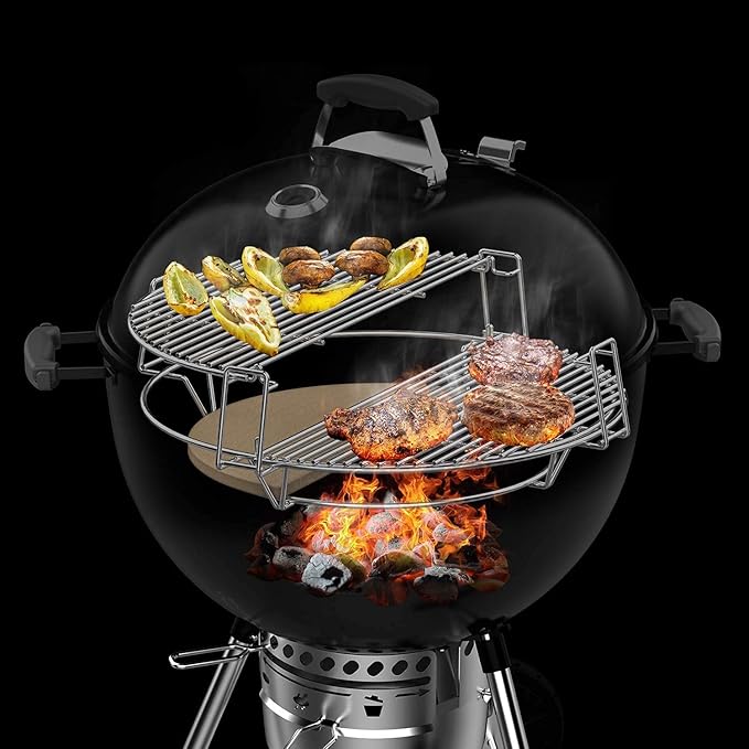 only fire Barbecue Cooking Grate System Grilling Accessory for Weber 22" Kettle Grill and Other Similar Size Kettle Grills