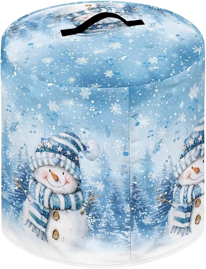 Xoenoiee Blue Christmas Tree Snowman Pattern Kitchen Appliance Dust Covers with Pockets, Electric Pressure Cooker Cover Compatible with Crock Pot, Rice Cooker Cover, for 6 Qt