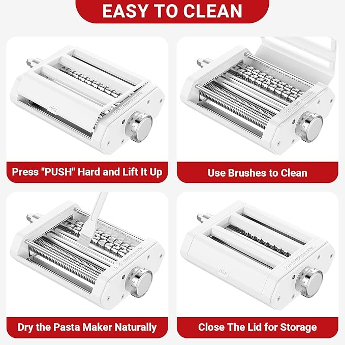 GVODE Electric Pasta Maker - 3-in-1 Pasta Sheet Roller & Cutter Set 700W Max Motor, includes Fettuccine & Spaghetti Maker with Cleaning Brush, White