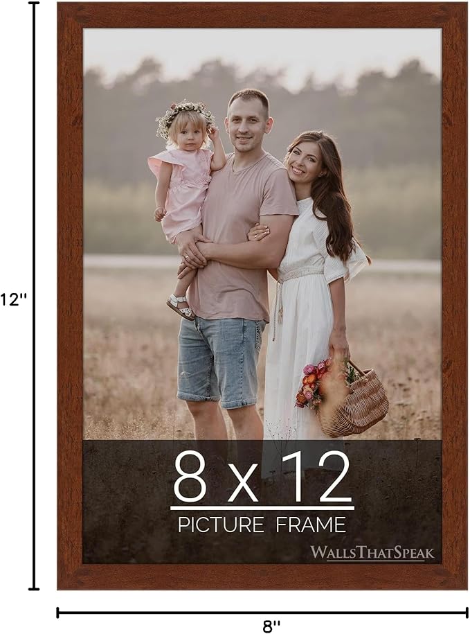wallsthatspeak 8x12 Dark Walnut Rustic Pine Picture Frame for Puzzles Posters Photos or Artwork