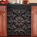Vintage Wood Flower Dishwasher Magnet Cover, Farm Wooden Carved Floral Magnetic Dishwasher Covers for Front, Farmhouse Fridge Magnets Refrigerator Skin Panel Cover, 23"x 17"