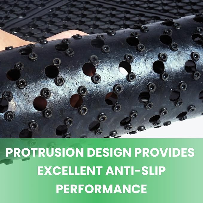 82.6"x35.4" Commercial Rubber Drainage Mat Anti-Fatigue Rubber Mat Roll Heavy Duty Kitchen Non-Slip Floor Matting with Holes for Restaurant Bathroom Bar Outdoor Garden Wet Area