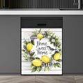 Home Sweet Home Lemon Wreath Dishwasher Magnet Cover,Pastoral Buffalo Check Magnetic Dishwasher Cover Vinyl Sticker,Wood Fridge Door Cover Magnets Art Skin Panel Decal,Home Decor Decal,23"X26"