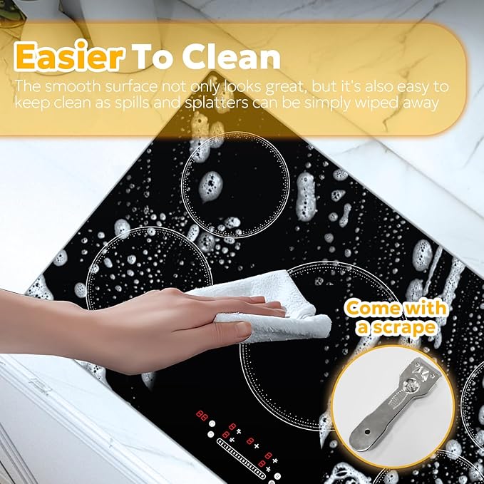 36 Inch Built-In Induction Cooktop, 5 Burner Electric Stove Top, 10800W 240V Hardwired, Touch Control with Power Boost, 9 Levels, Timer, Child Lock & Residual Heat Indicator
