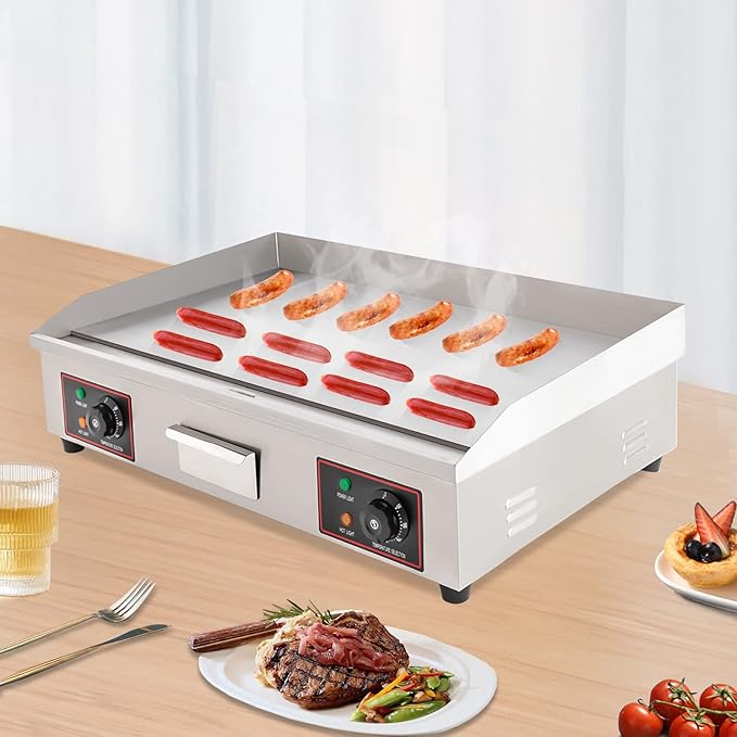 Commercial Electric Griddle,110V 3000W Countertop Flat Top Grill,Stainless Steel Griddle Grill with 122℉-572 ℉ Adjustable Temp,for Home or Restaurant