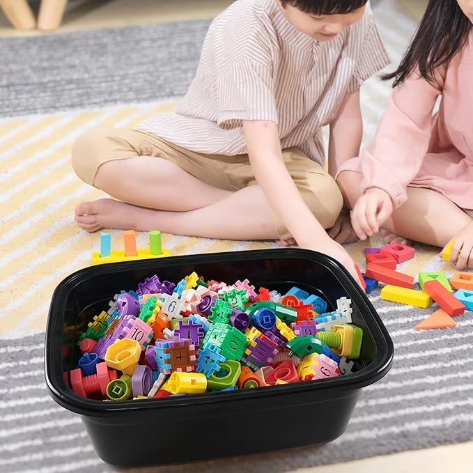 3-Pack 18 Quarts Rectangular Dish Basin, Plastic Dish Washing Pan, Black