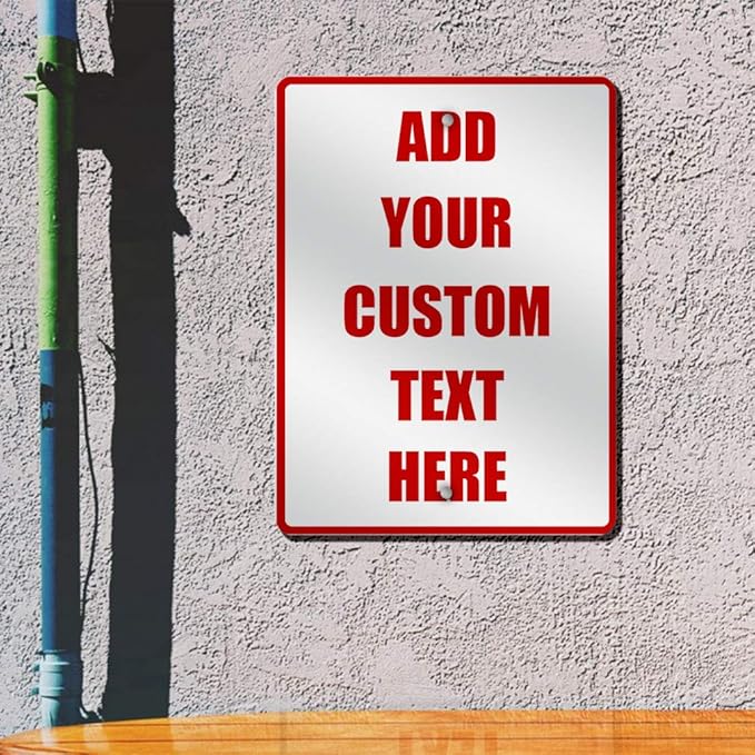 Aluminum Weatherproof Metal Sign Multiple Sizes Custom Personalized Text Here White Red Danger Vertical Street 18x24Inches