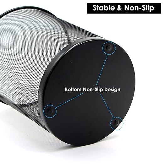 Mesh Trash Can 10-Pack,6 Gal Black Office Trash Can for Near Desk,Wide Open Top & Thickened Metal Wire Wastebaskets,Black Mesh Trash Cans for office,Recycling Garbage Container Bin for Home,School