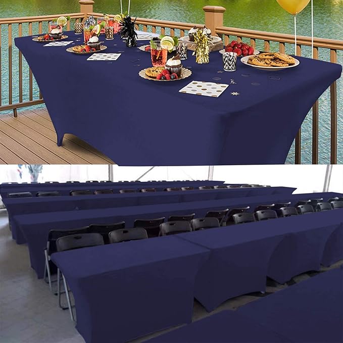 RELIANCER 1 Pack Stretch Spandex Table Covers for Rectangular Tables,8FT Elastic Fitted Tablecloth,Universal Rectangular Table Cloth Protector for Outdoor Party,Wedding,Bar,Birthday,Banquet,Events
