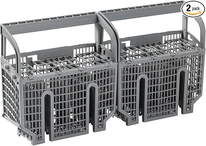 Upgraded 00675794 675794 9001396277 Dishwasher Cutlery Basket Silverware Basket (Gray) Replacement Part Compatible with Bosch Dishwashers, Set of 2