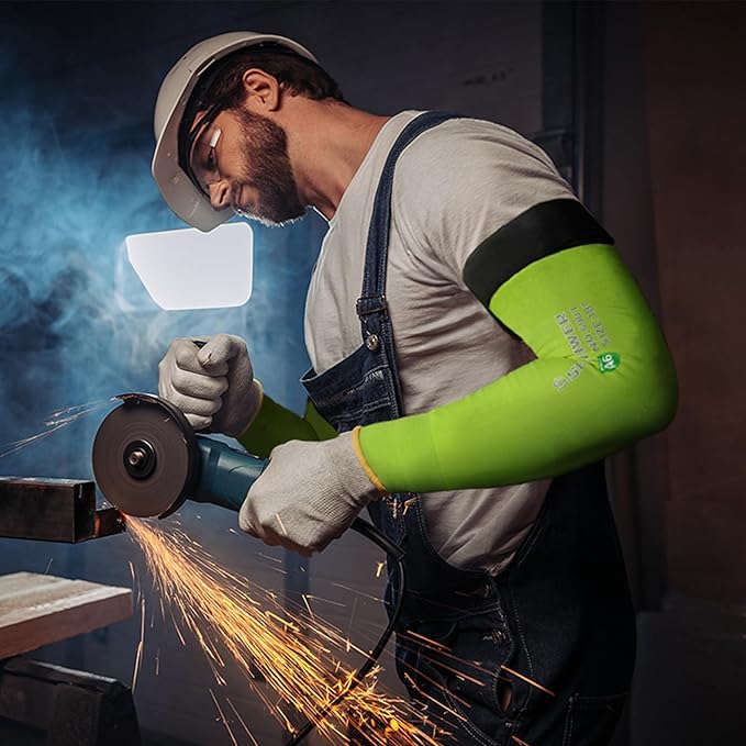 Schwer 2 Pairs AIR-SKIN ANSI A6 Cut Resistant Arm Sleeves for Men & Women High Risk Work, Non-PFAS Arm Protectors for High Risk Work, Arm Protectors for Thin Skin, Gardening Sleeves for Farming