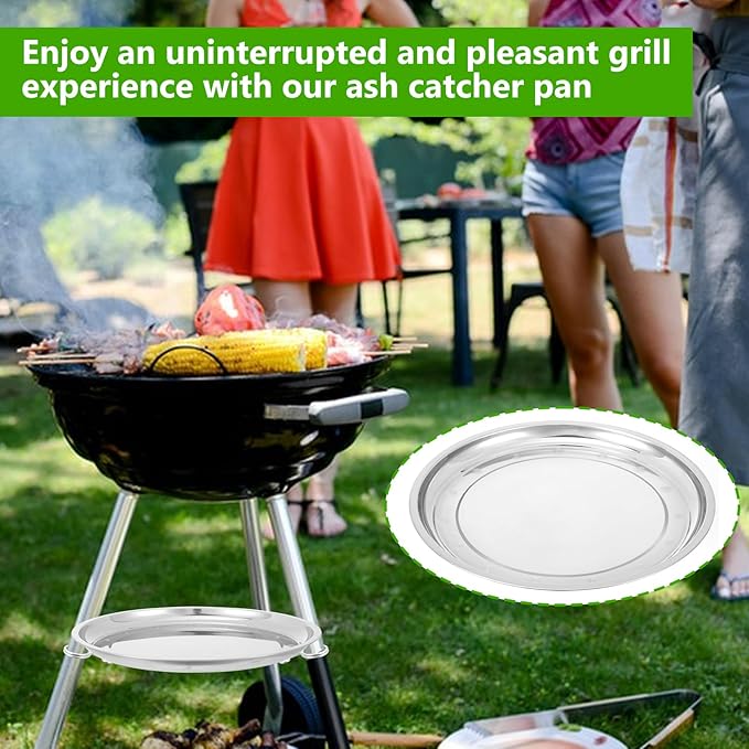 13.4" Diameter Charcoal Grill Ash Catcher Pan Compatible with Weber 22" Kettle Grills, Ash Pan for Grill Replacement Parts