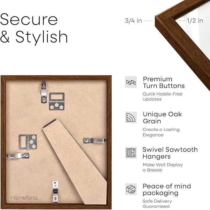 Homeforia 8.5x14 Marriage License Frame Brown, High End Dark Oak 8.5 x 14 Certificate Frames, 8.5by14 Walnut Wood Frame for Wall & Tabletop, 8.5 by 14 Wooden Frames, Tempered Glass, Wall Kit, Set of 3