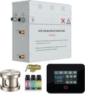 Builders Series 7.5kW Steam Bath Generator with Quickstart Continuous Steam, Black Digital Touch Pad, Built-in Auto-Drain, and Aroma Steamhead in Brushed Nickel