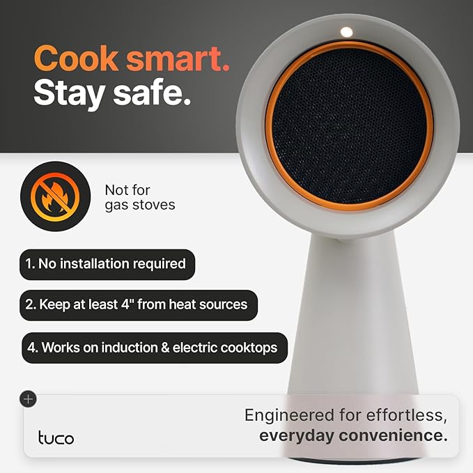 TUCO Portable Range Hood, Countertop Kitchen Exhaust Fan with 3 Speeds, 5-Layer Filter, Powerful Smoke Removal, Low Noise, Oil Cup, Air Purifier for Apartments, Dorms & Indoor BBQ Smokeless – Grey