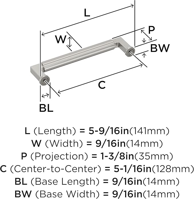 Amerock Ballard 5-1/16 inch (128mm) Center-to-Center Satin Nickel Cabinet Pull, BP37644G10