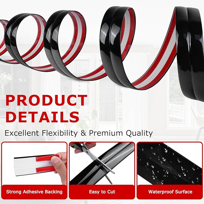 Flexible Wall Corner Protector Moulding Trim Peel and Stick Wall Corner Guards Edge Protector Self Adhesive Molding Trim Strip for Edge Ceiling (Black, 2.4 in x 40 Ft)