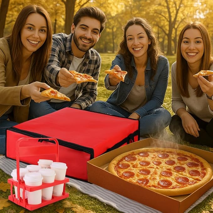 Bodaon Insulated Bag-Pizza Bags for Delivery & Plastic Portable Drink Carrier，20"x 20"x 6" Doordash Warmer/Hot Food BCarrier Box，Termicas/Warming/Heat Carrying out Insulation Large Bag, Keeping Cooler