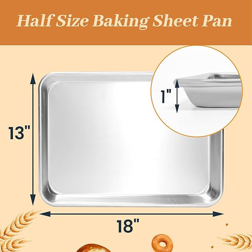 12 Pack Half Size Baking Sheet Pans, Aluminum Commercial Cookie Sheets Non-Stick, 18"x13"