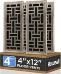 4x12 Inches 4 Pack Heavy Duty Walkable Floor Register - Easy Adjust Air Supply Lever Decorative Floor Vent Covers, Seattle Design Vent Covers for Home - Antique Brass