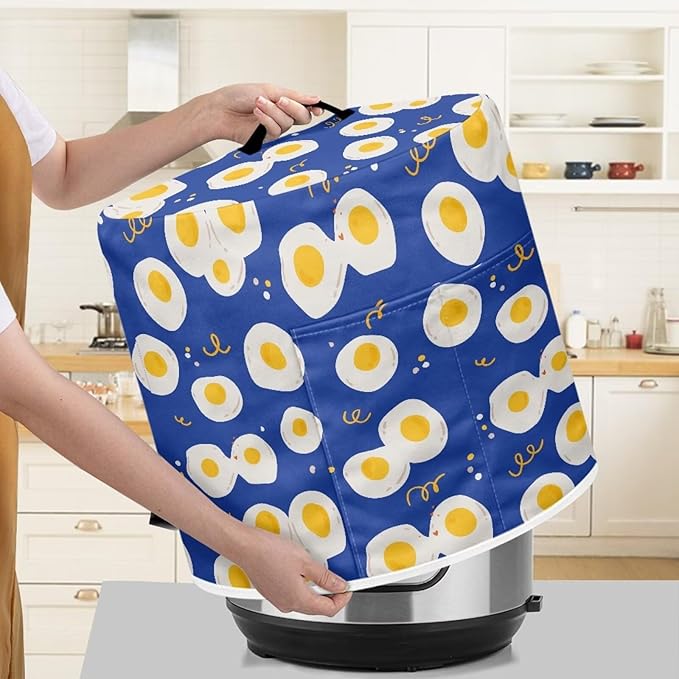 TODIYADDU Blue Egg Pressure Cooker Cover with Pocket Novelty Air Fryer Cover Dust Cover Insulated Kitchen Appliance Cover Protector for Pressure Cooker Instant Pots Accessories Presents