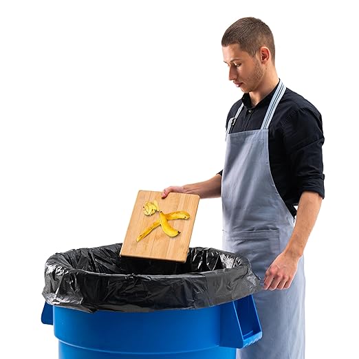PRO&Family Commercial Round Trash Can, Ingredient Bin, Heavy-Duty Plastic, Anti-Static, Kitchen, Office, Outdoor Use (Blue, 55 Gallon)