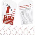 Outus 50 Sets Fire Extinguisher Tags with Adjustable Wire Ties 4.2 x 2.1 Inch Monthly Inspection Waterproof Tags Extinguisher Recharge and Inspection Record for Indoor Outdoor