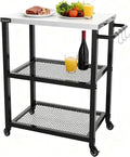 NUUK Rolling Outdoor Grill Cart with Wheel 16" x 24", Stainless Steel Table Top Pizza Oven Stand, BBQ Size Prep Table Outside Kitchen Cabinet for Garden Backyard Barbecue