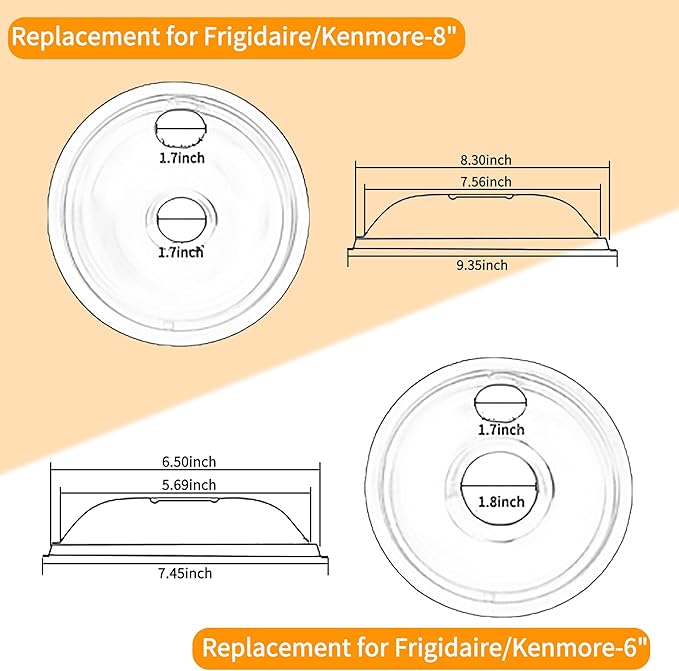 Stove Burner Covers,Replacement Chrome Drip Pans for Frigidaire Kenmore 316048413 and 316048414,4 pcs (4x6")