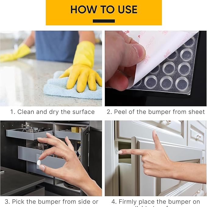 128 Clear Cabinet Bumper Pads – Self-Adhesive Silicone Set with 5 Unique Shapes for Doors, Drawers & Furniture – Premium Sound Dampening Pads for Surface Protection