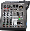 Audio Mixer, 4 Channel Sound Board Mixing Console with 99-Bit DSP, 7-Band Eq Output, Digital MP3 Computer Input, Professional DJ Mixer Board with 48V Phantom Power Stereofor Recording Live