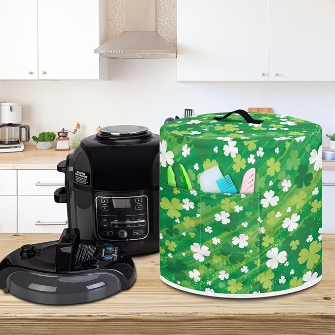 St. Patrick's Day Dust Cover for 3 Quart Dust Protection Easy Clean Pressure Cooker Cover Electric Appliance Kitchen Home Accessories, Green Leaf