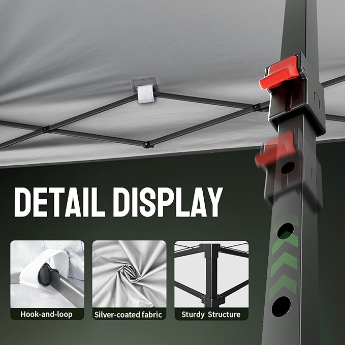 CROWN SHADES 10x10 Pop Up Canopy - Patented Center Lock One Push Instant Outdoor Canopy Beach Tent with STO-N-Go Bag 8 Stakes & 4 Sand Bags，Forest Green