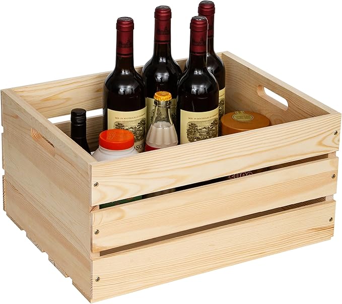 Extra Large Pine Wood Crates For Storage, Vinyl Records Storage Crates,The Storage Crates Are Made Of Pure Natural Solid Wood,Exuding Natural Pine Flavor,Unfinished Wooden Crates For Display . (1)