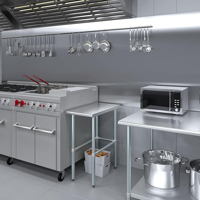 AmGood Stainless Steel Work Table Open Base | NSF Kitchen Island Food Prep | Laundry Garage Utility Bench (15" Long X 30" Deep)