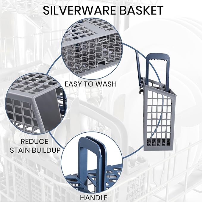 Dishwasher Cutlery Basket (9 x 3 x 10.3 inches) Fit For samsung DD82-01112A / ‎DD94-01013A / DD97-00250A Silverware Utensil Basket - Competible With Samsung, whirlpo-l, Bosch etc. Parts DD82-01384A
