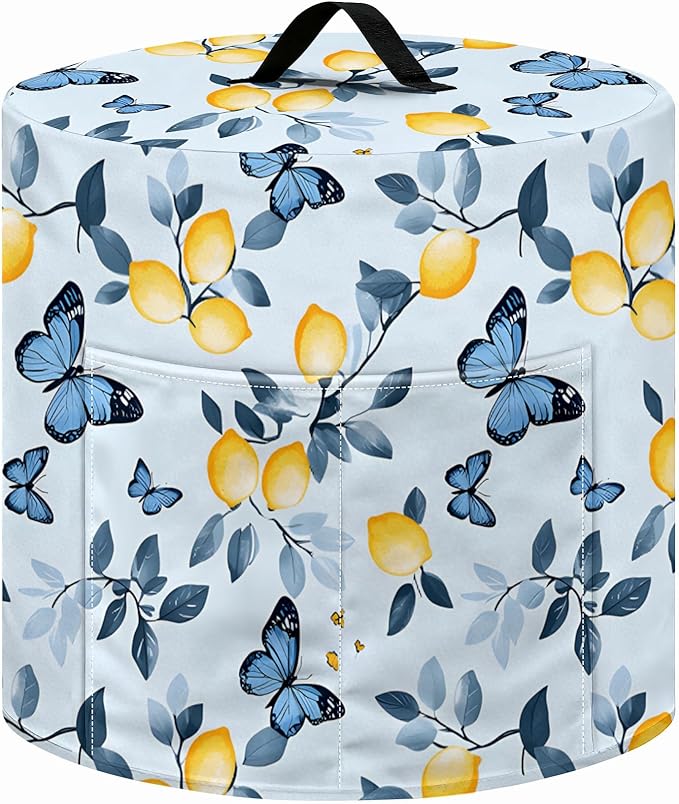 Kitchen Appliance Accessories Dust Cover for 3-6-8 Quart Instant Pot, Pressure Cooker, Air Fryer & Crock Pot,Decorative Appliance Cloth Cover with Top Handle & Storage Pockets (Blue, 3 Quart)