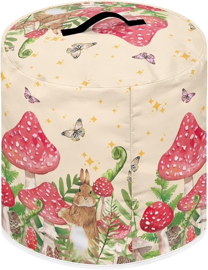 Xoenoiee Rabbit Mushroom Butterfly Pattern Pressure Cooker Cover for 3 qt Instant Pot, Kitchen Appliance Dust Cover with Pockets for Rice Cooker Air Fryer Slow Cooker